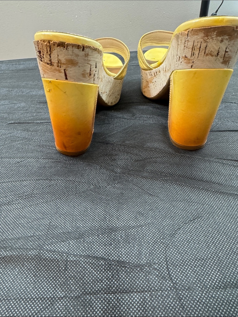 Prada Yellow to Orange Ombre Leather Platform Mules - Picture 6 of 6
